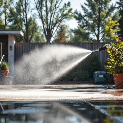 Power washing outdoor surfaces